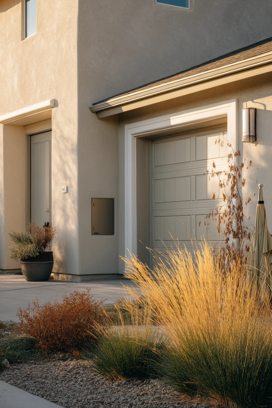 New Build Garage with Sculptural Trim Lines