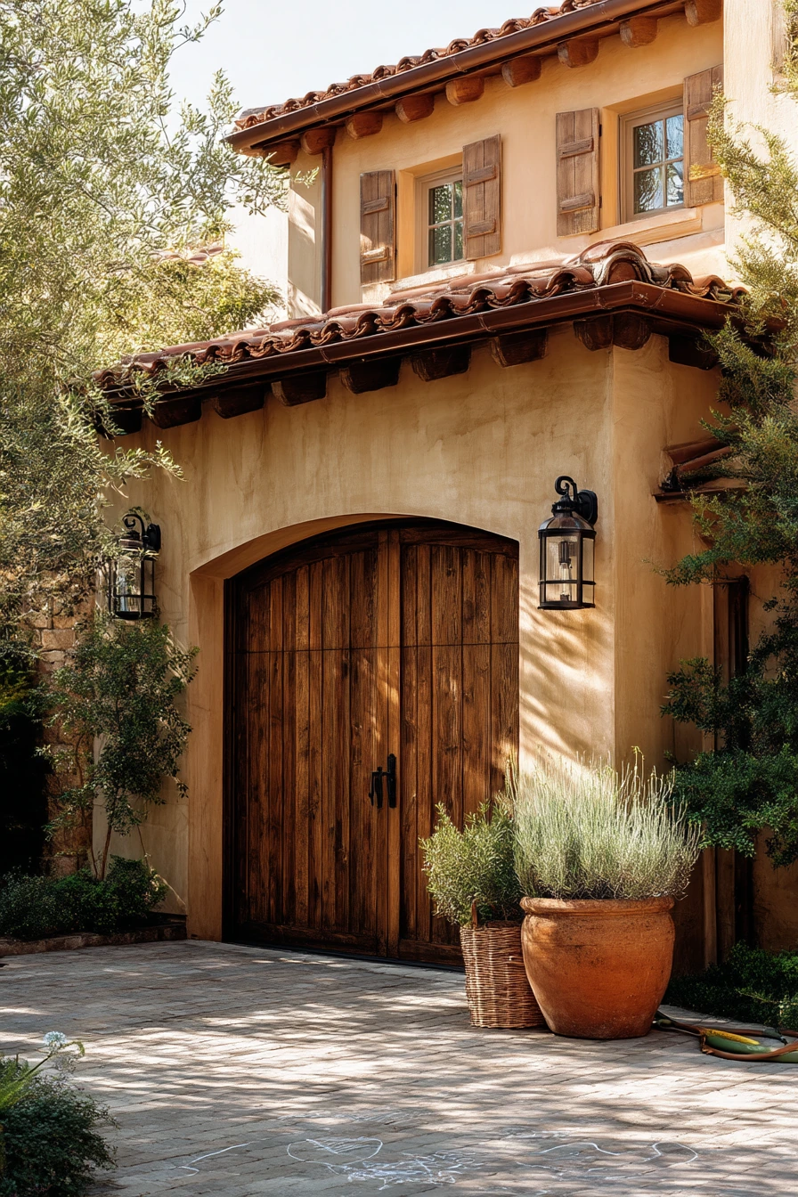 Spanish-Inspired Garage Trim with Warm Texture