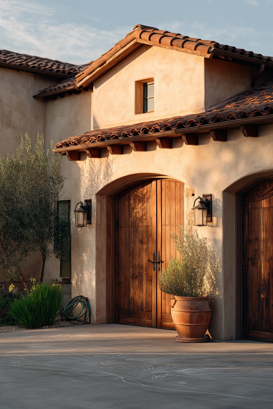 Spanish-Inspired Garage Trim with Warm Texture