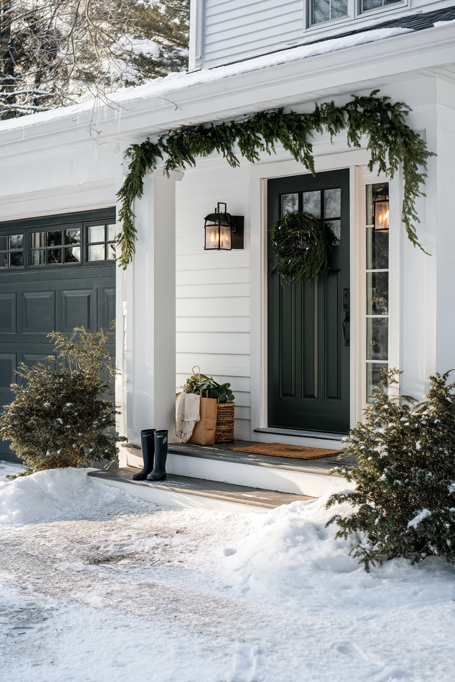 Winter Garage Trim with Clean Holiday Touches
