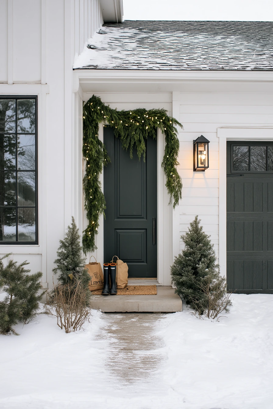 Winter Garage Trim with Clean Holiday Touches