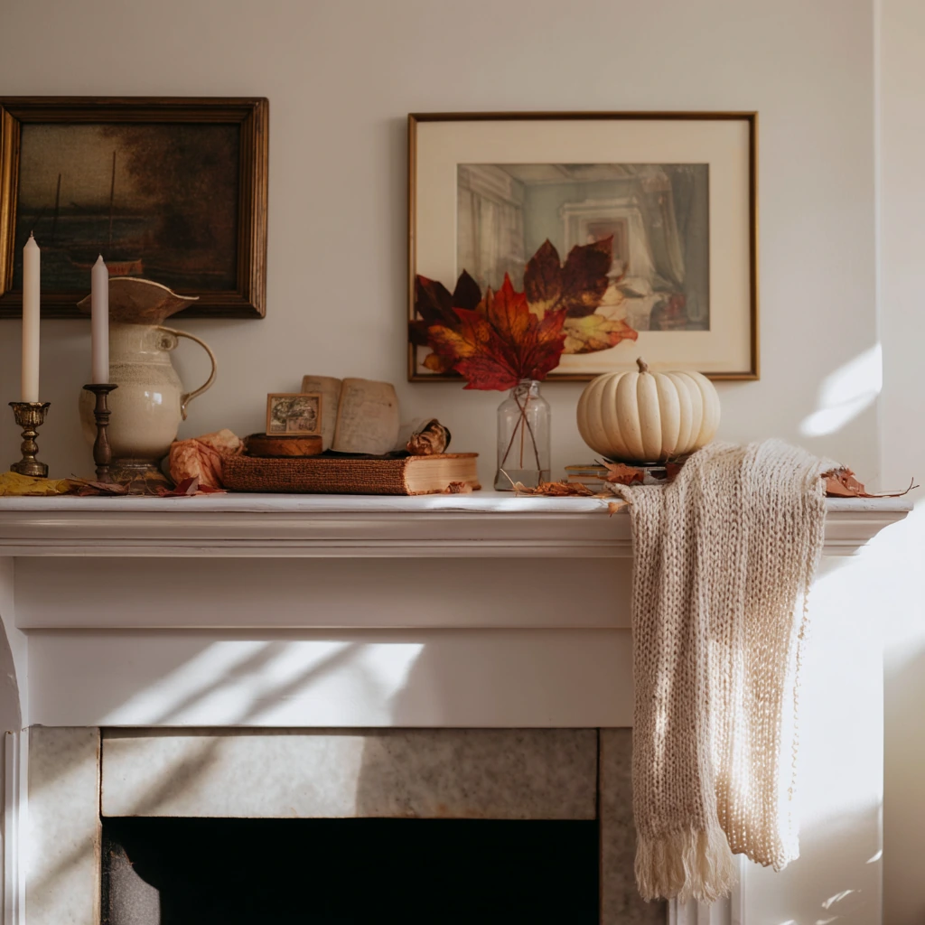 Budget Fall Mantel with Thrifted Finds