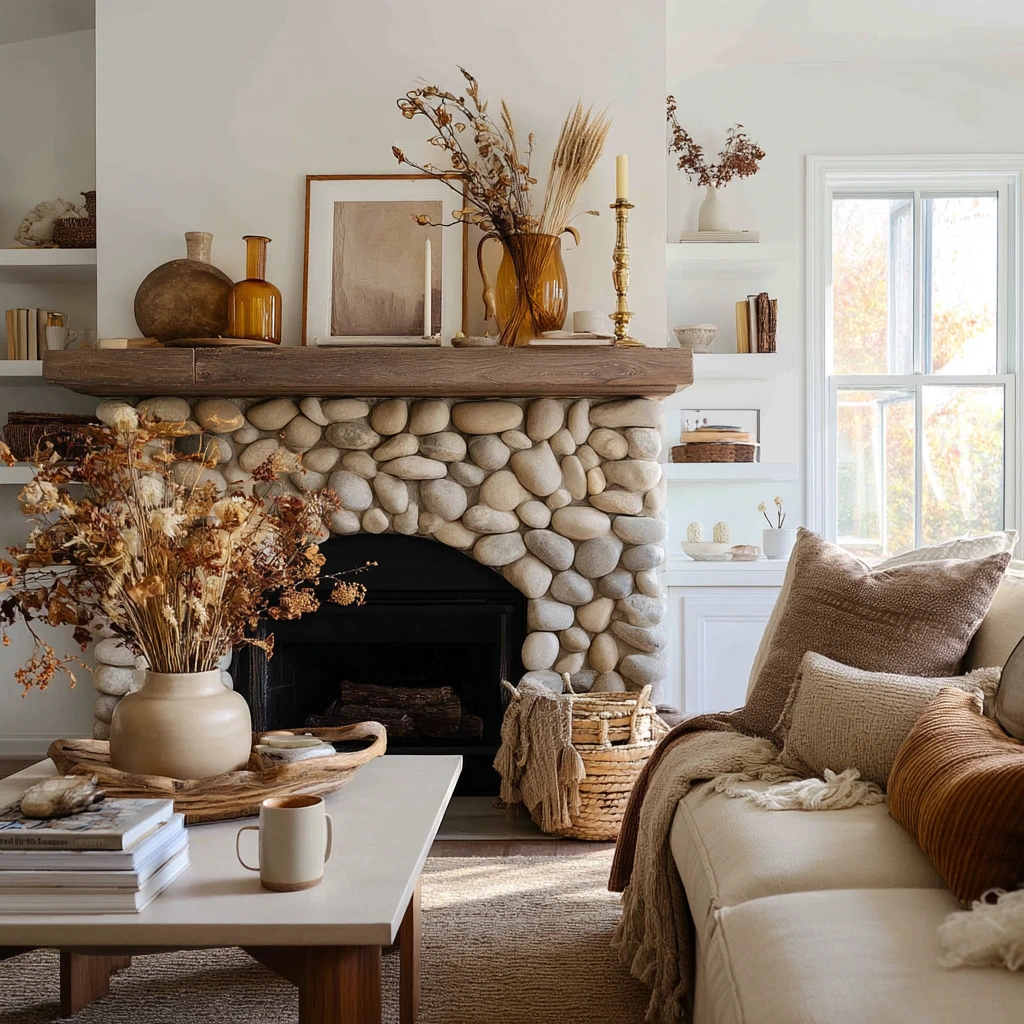 Family Room Mantel with Kids at Home