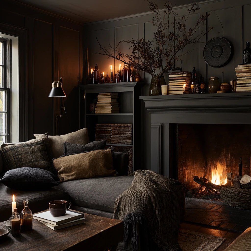 Moody Mantel by the Evening Lamp