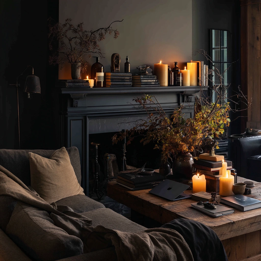 Moody Mantel by the Evening Lamp