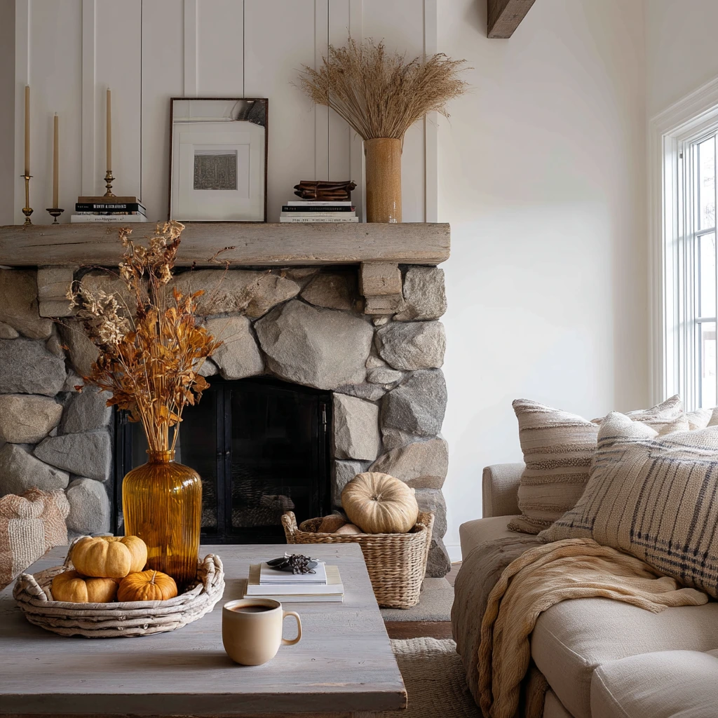 Family Room Mantel with Kids at Home