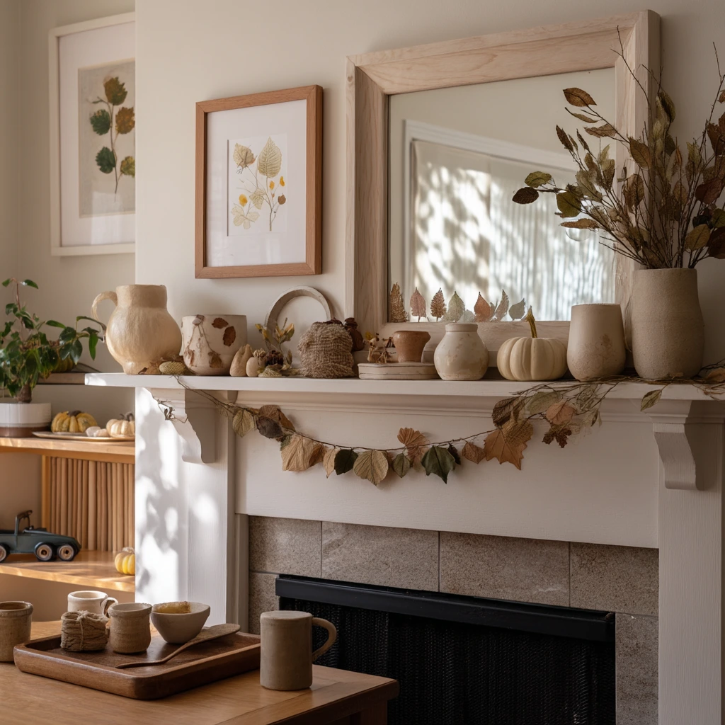 Mantel Decor with Handmade Autumn Touches
