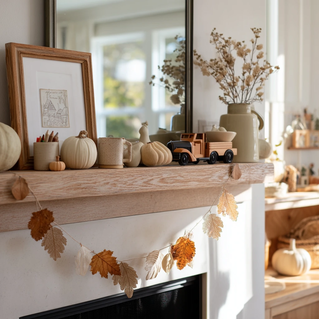Mantel Decor with Handmade Autumn Touches