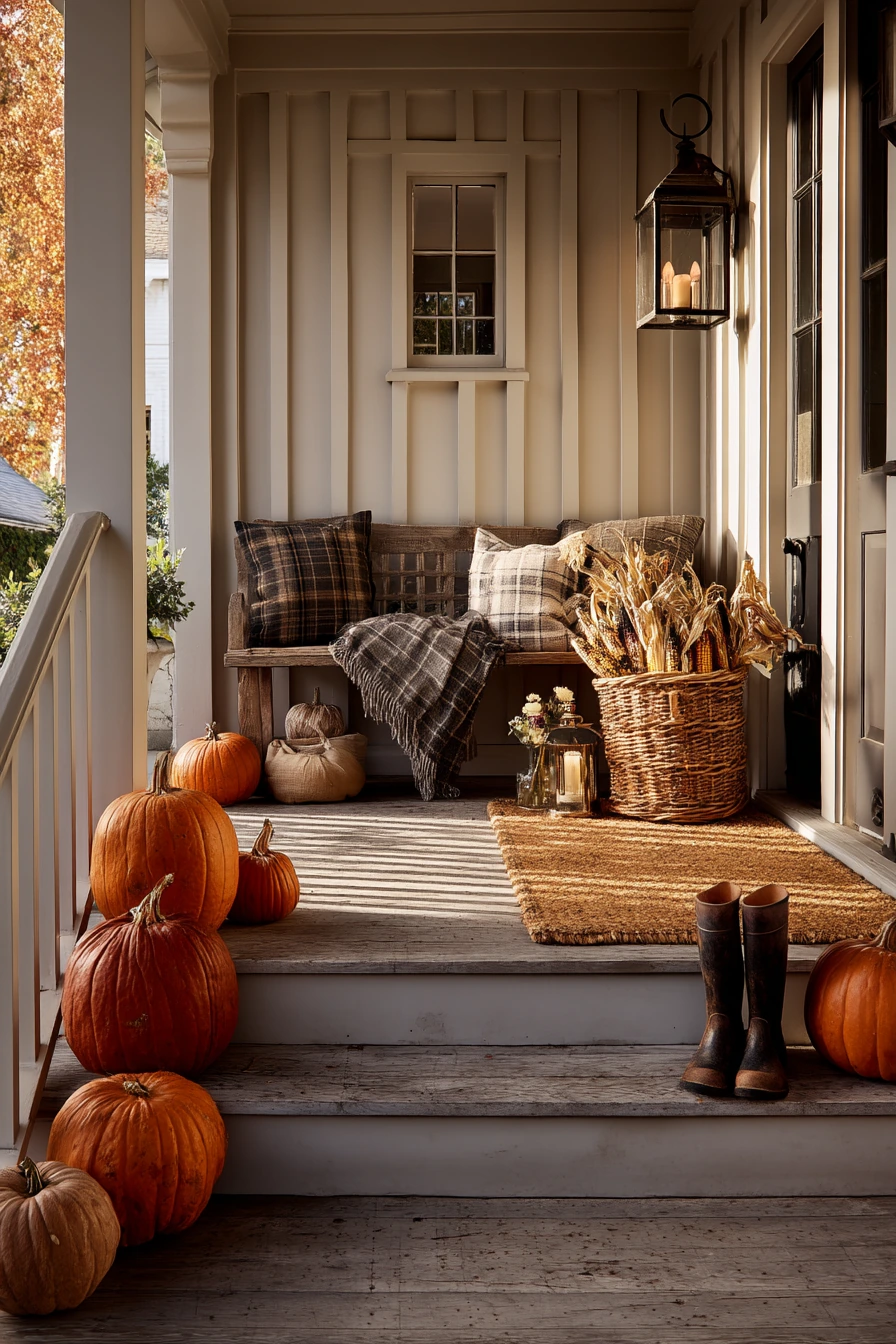 Pumpkin-Lined Front Steps