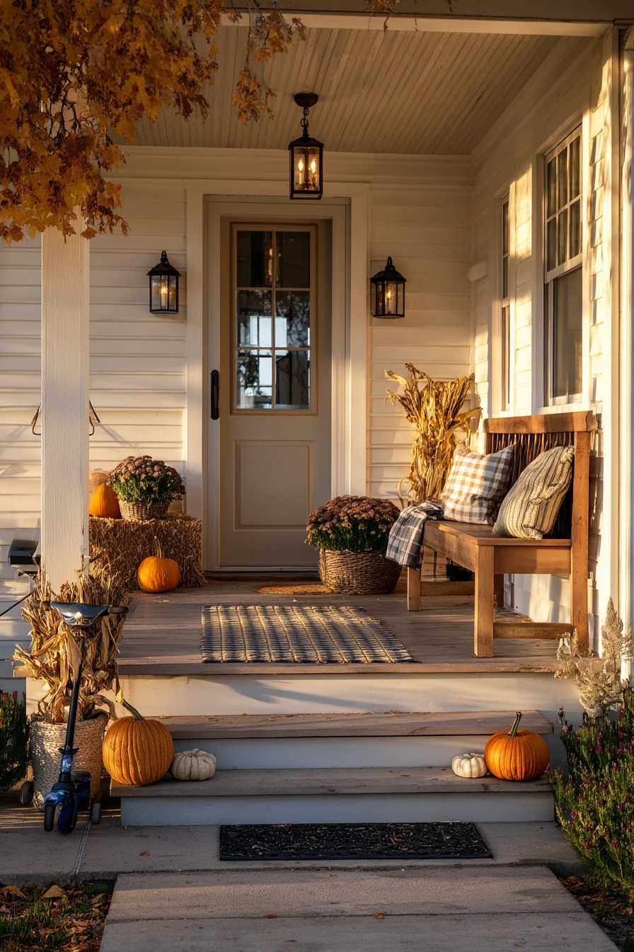 Pumpkin-Lined Front Steps