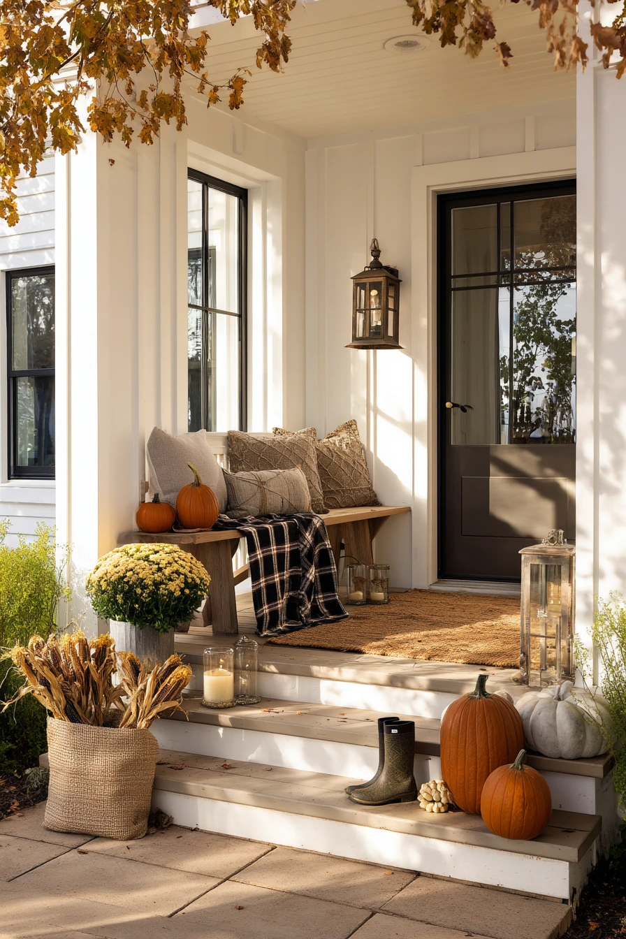 Pumpkin-Lined Front Steps