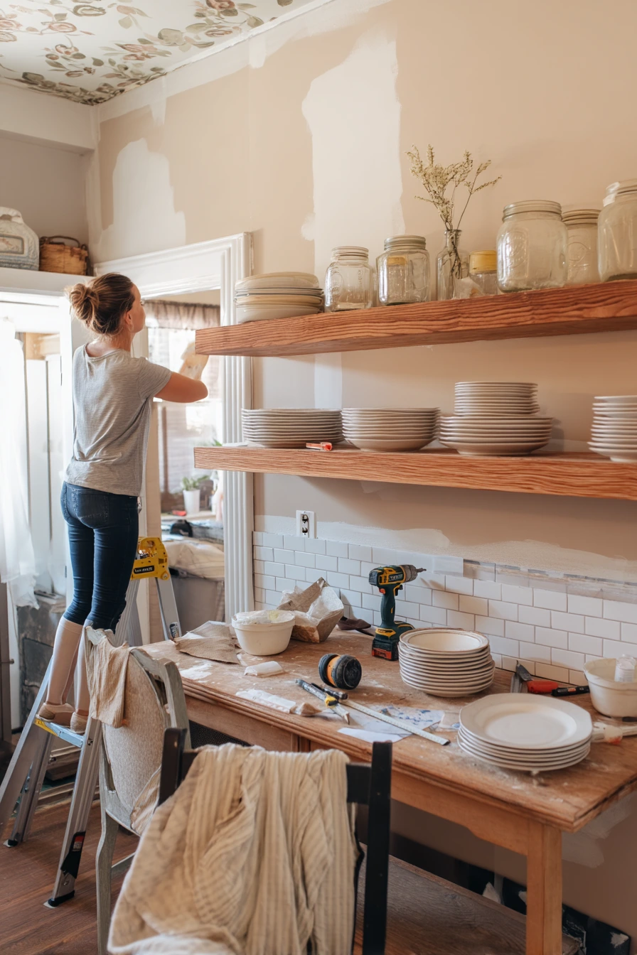 5. DIY Open Shelving Farmhouse Moment
