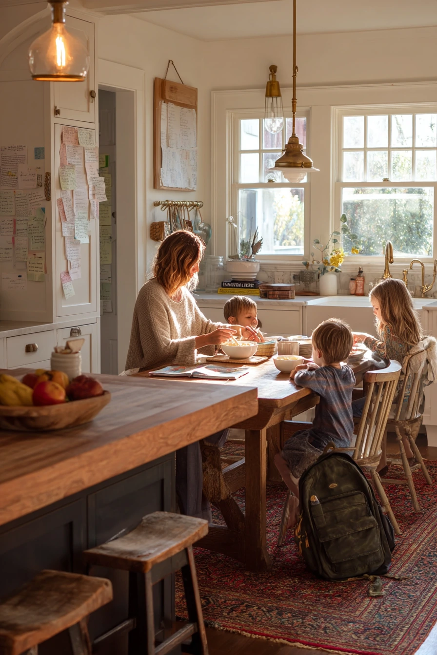 1. Family Morning Farmhouse Kitchen