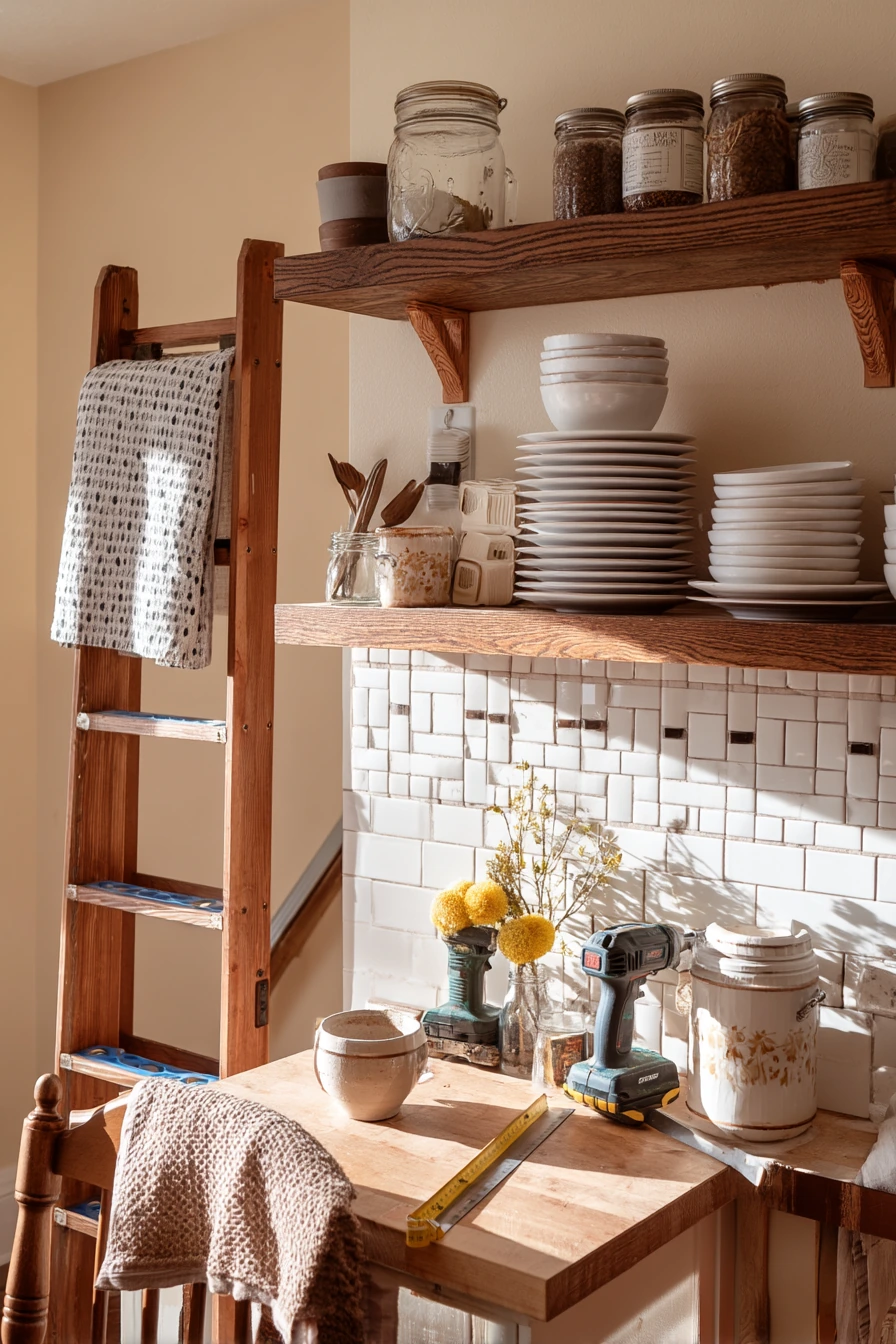 5. DIY Open Shelving Farmhouse Moment
