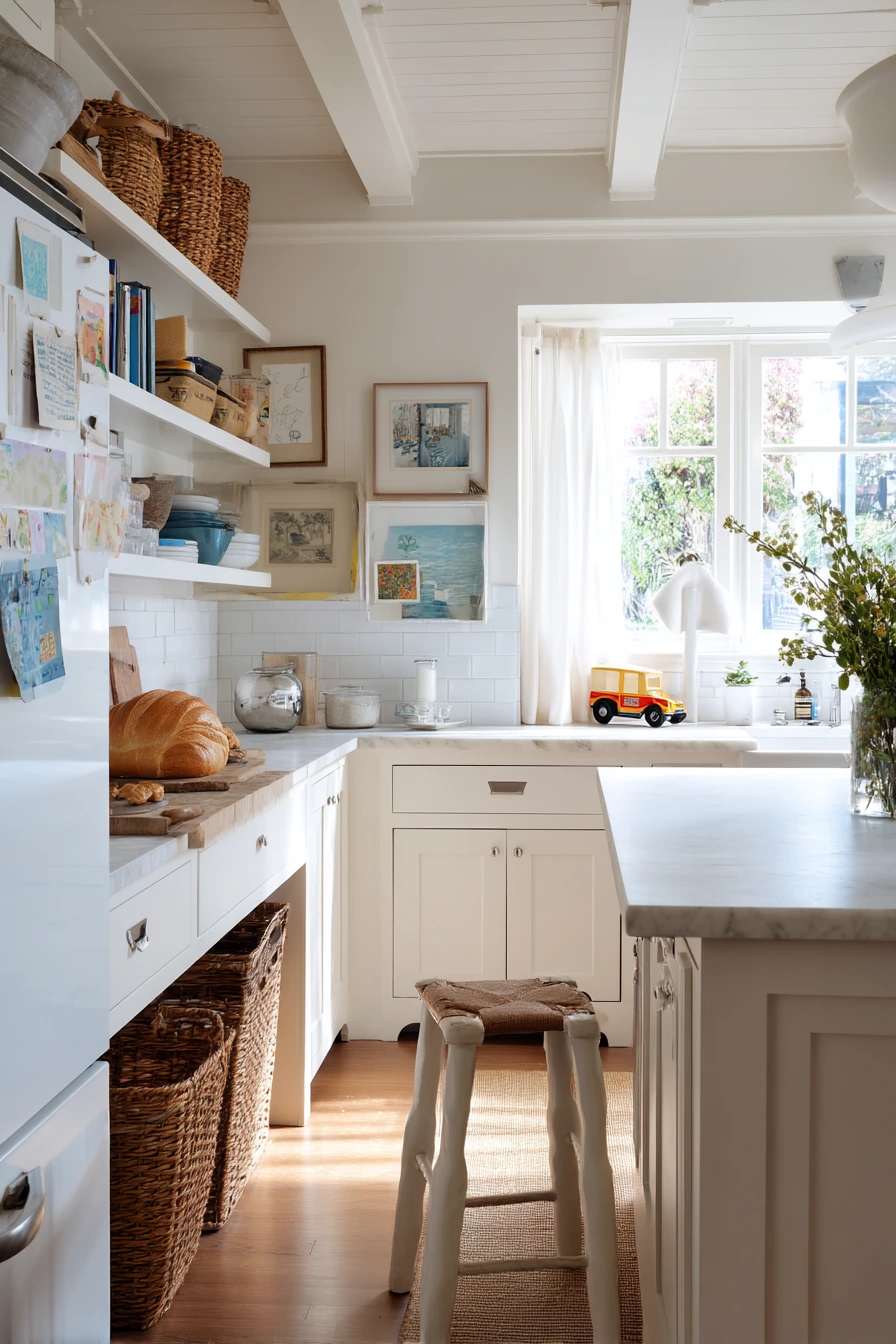 8. White and Wood Farmhouse Family Hub