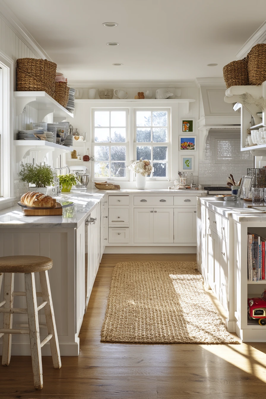 8. White and Wood Farmhouse Family Hub
