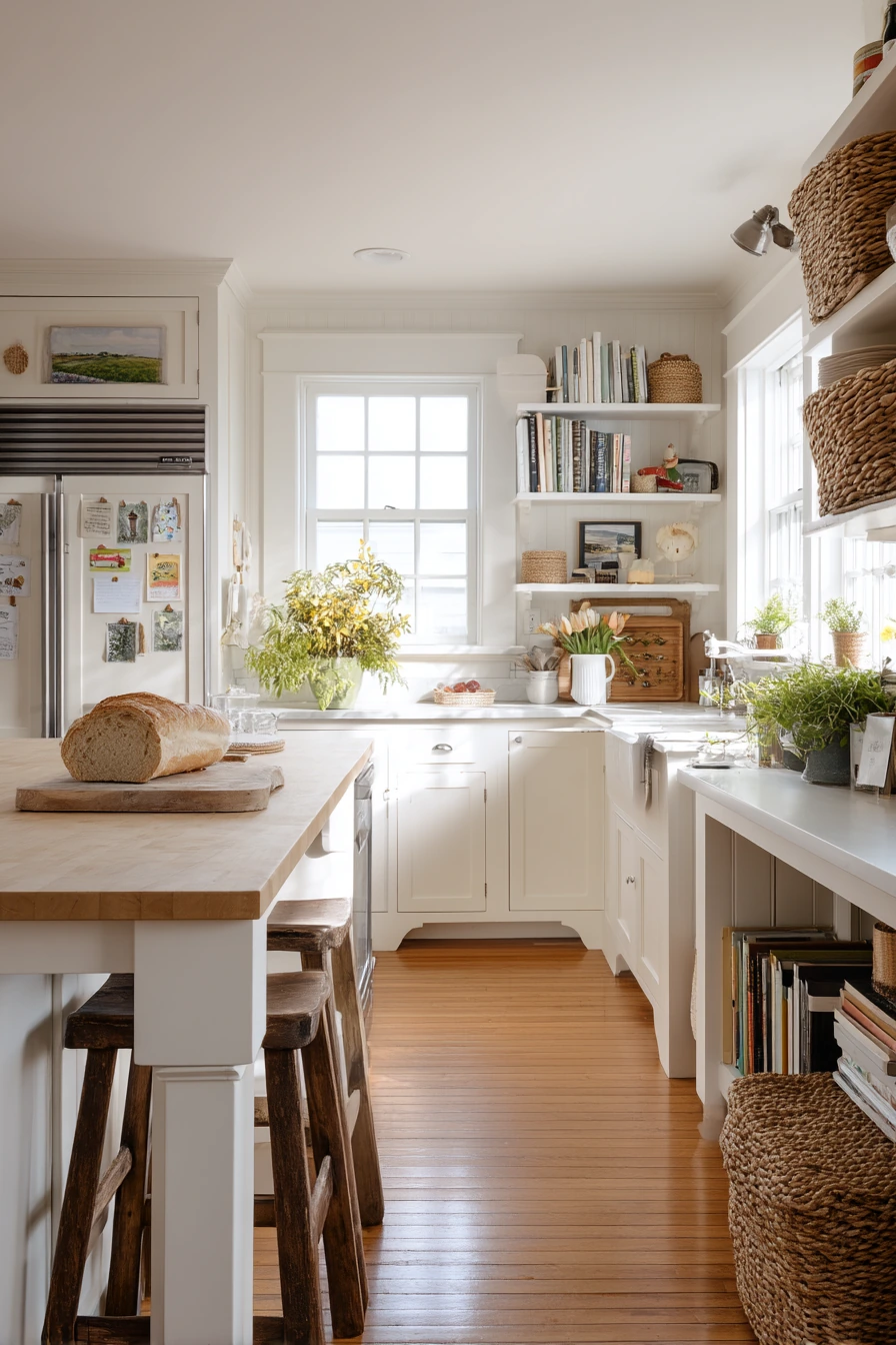 8. White and Wood Farmhouse Family Hub