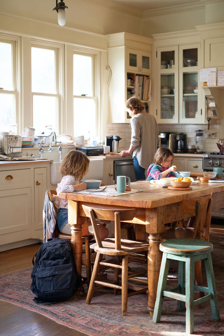 1. Family Morning Farmhouse Kitchen