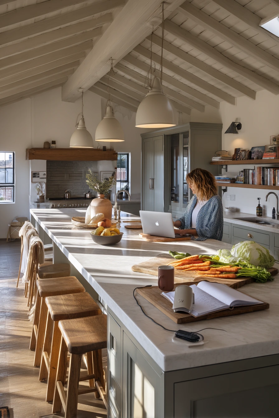 10. Open-Plan Farmhouse Island Flow