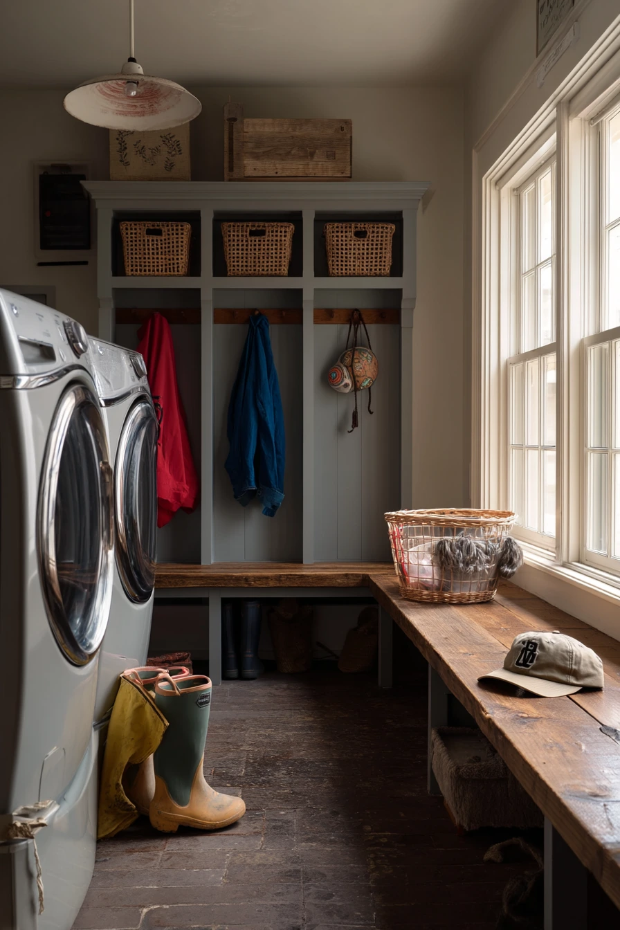 Mudroom Laundry With Family Drop Zone