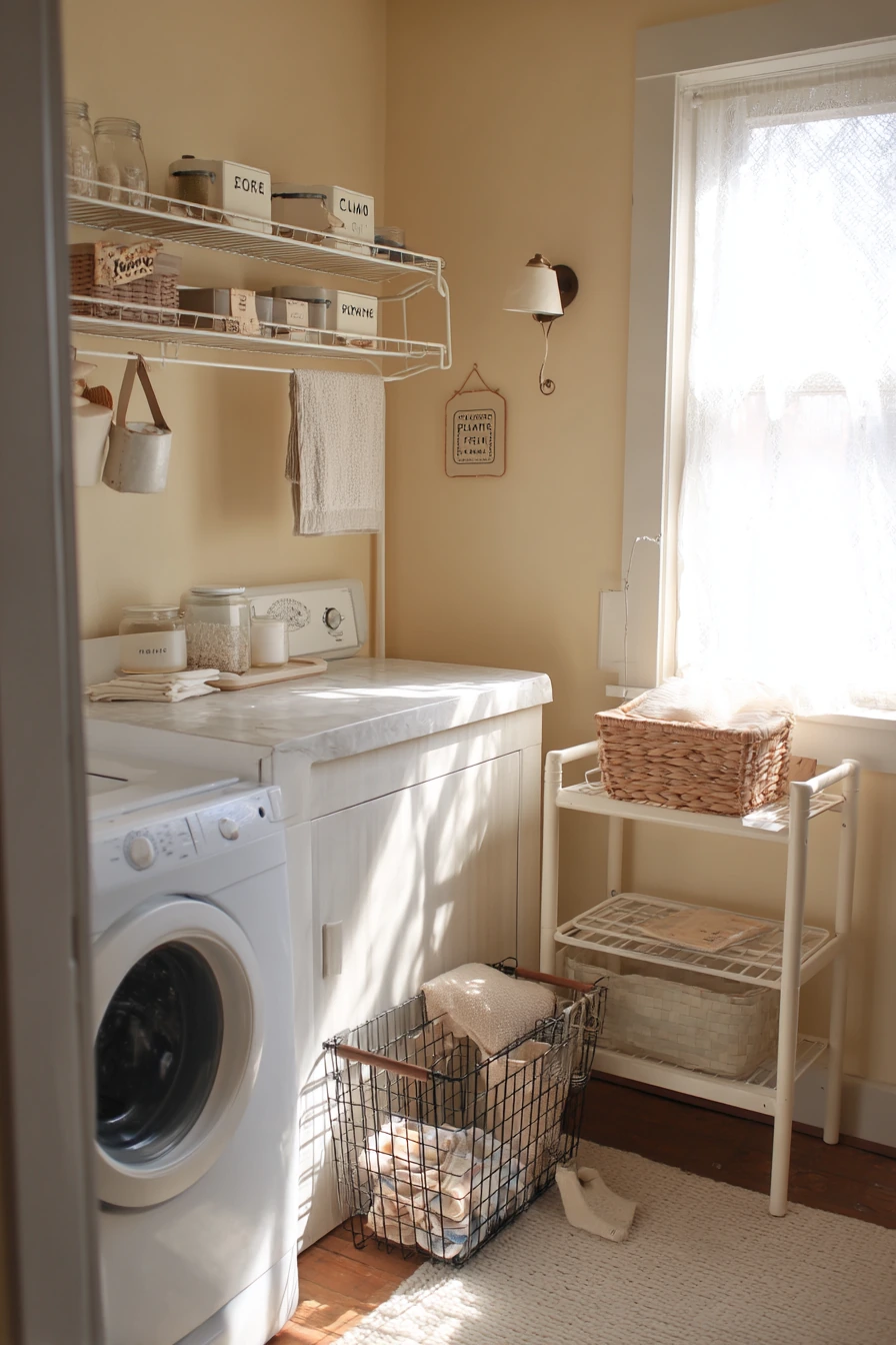 Renter-Friendly Farmhouse Laundry Wall