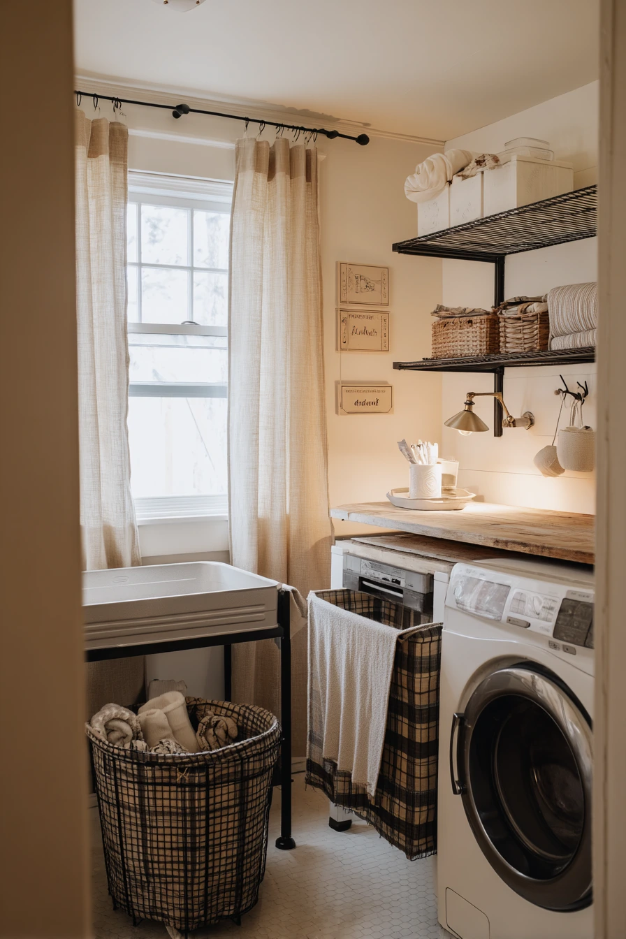 Renter-Friendly Farmhouse Laundry Wall