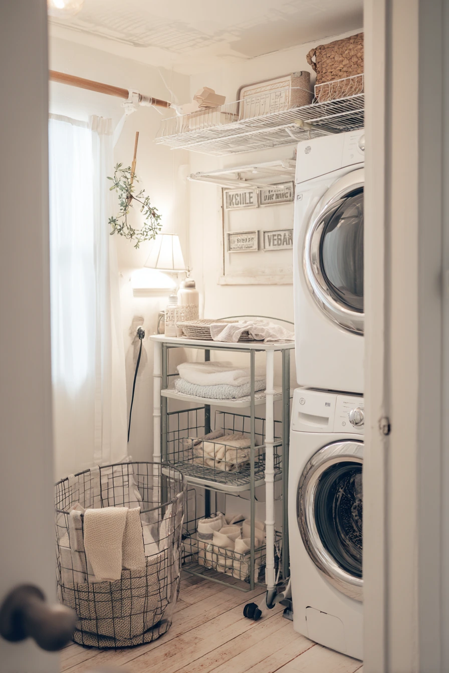 Renter-Friendly Farmhouse Laundry Wall