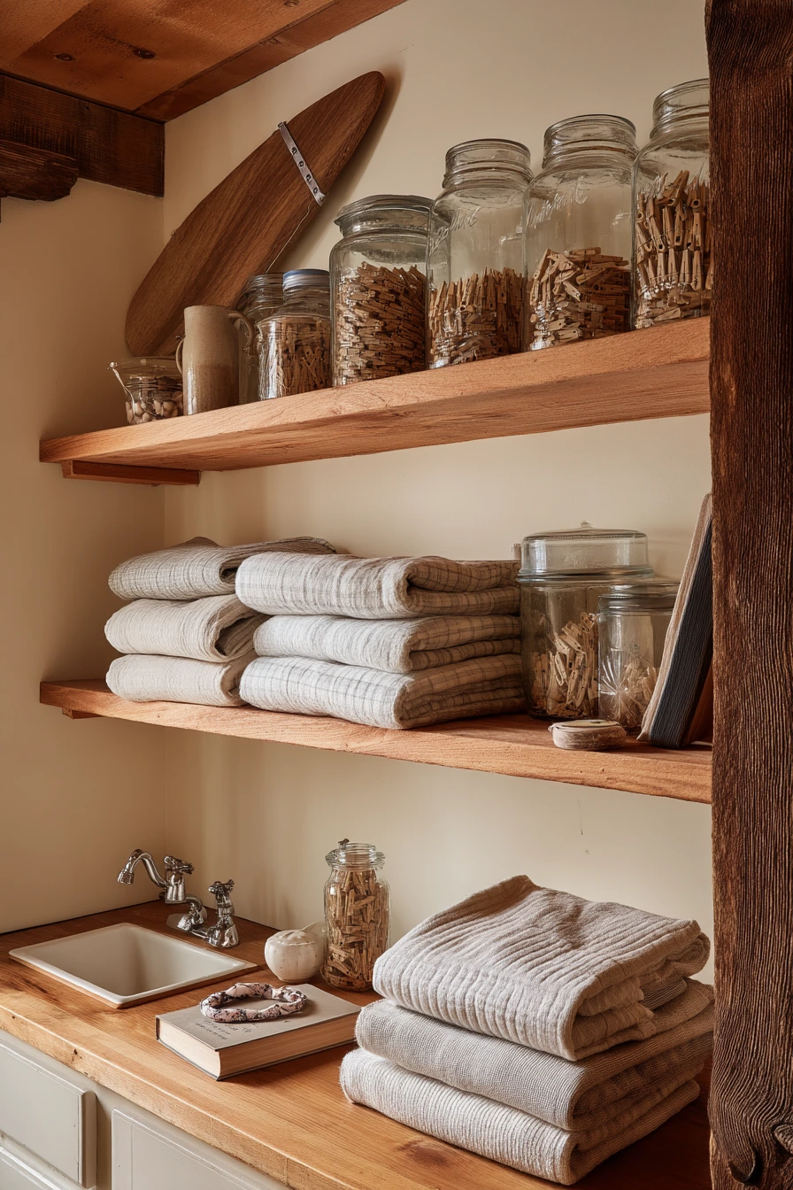 Mason Jar and Ironing Board Utility Room