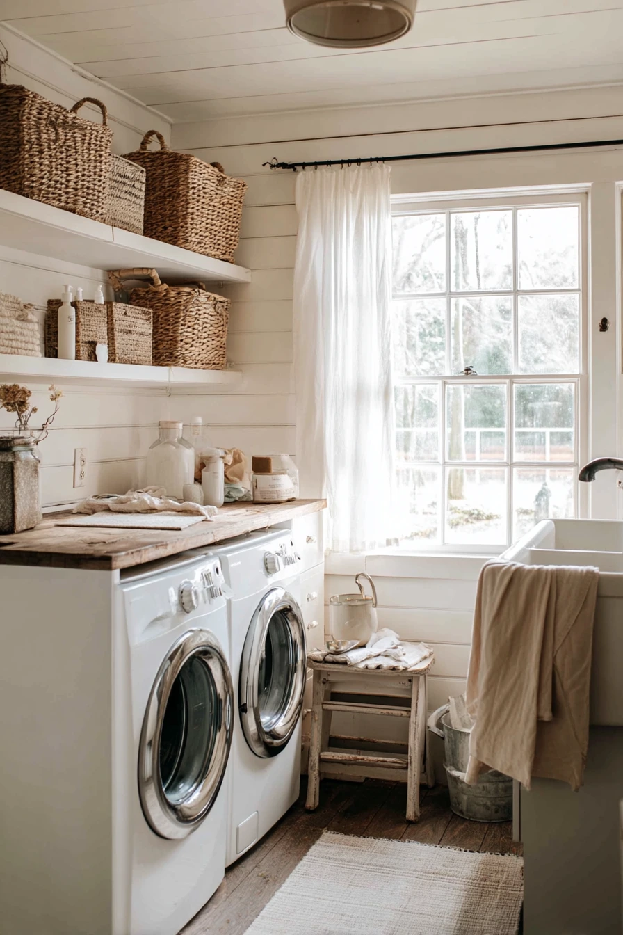Sunlit Everyday Farmhouse Laundry Nook