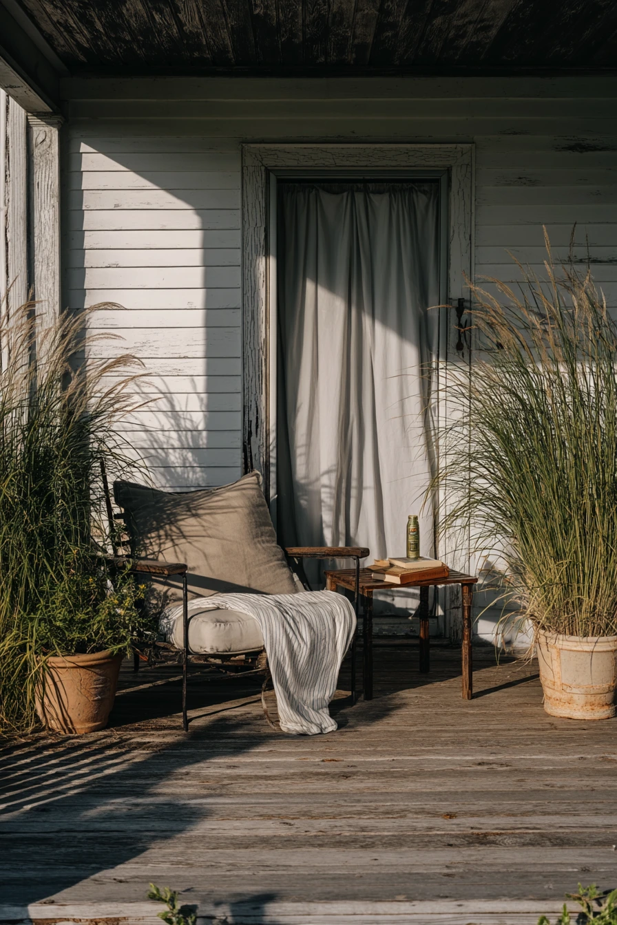 Rustic Farmhouse Patio with Quiet Solo Reset Moment