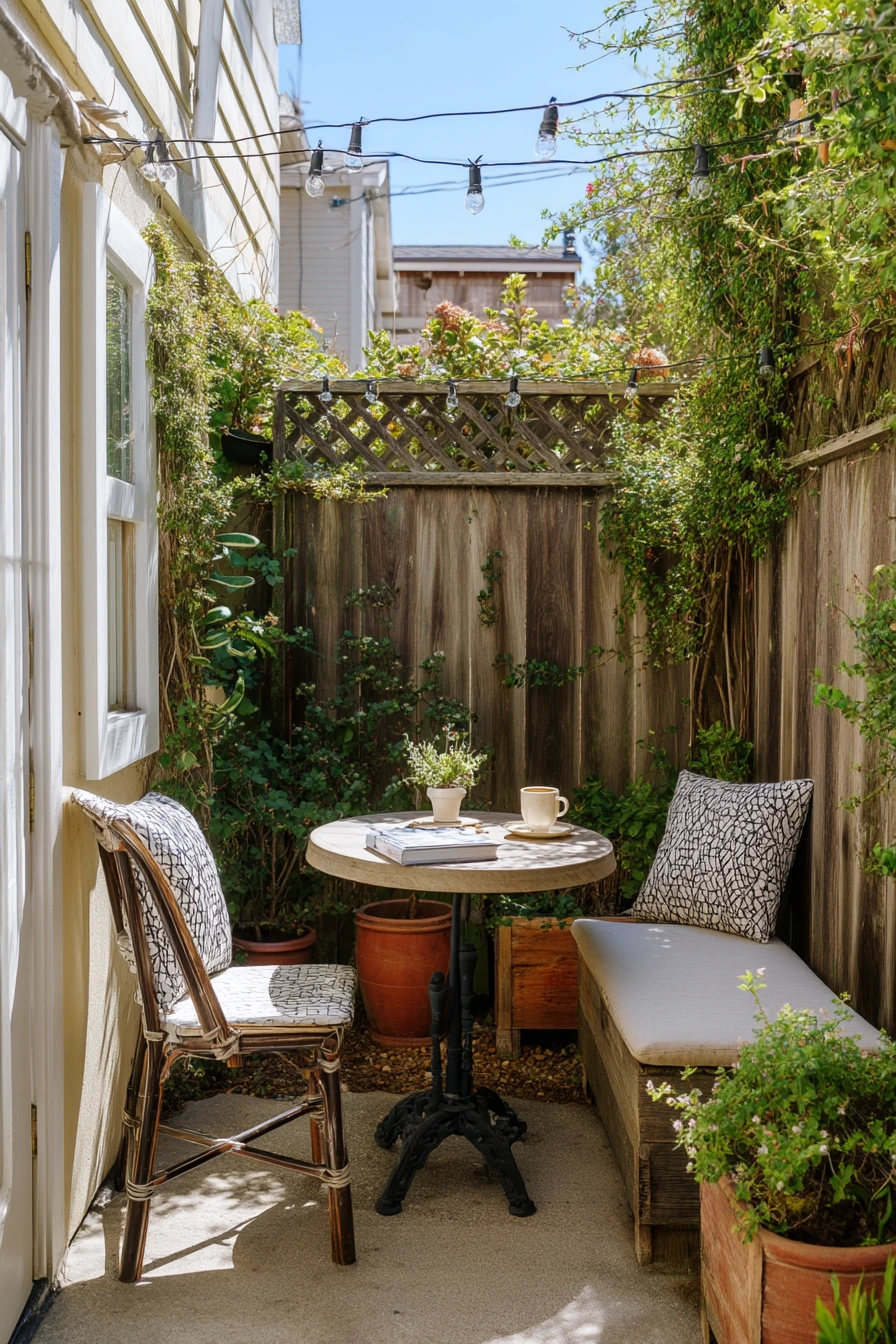 Small Farmhouse Patio for a Couple in a Narrow Yard