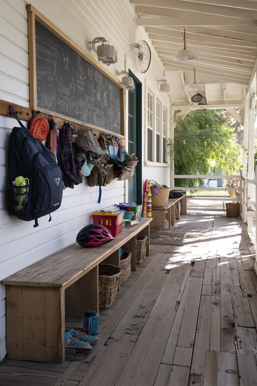 Family Porch with Kid Storage and Everyday Chaos