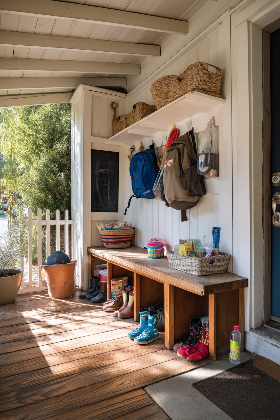 Family Porch with Kid Storage and Everyday Chaos