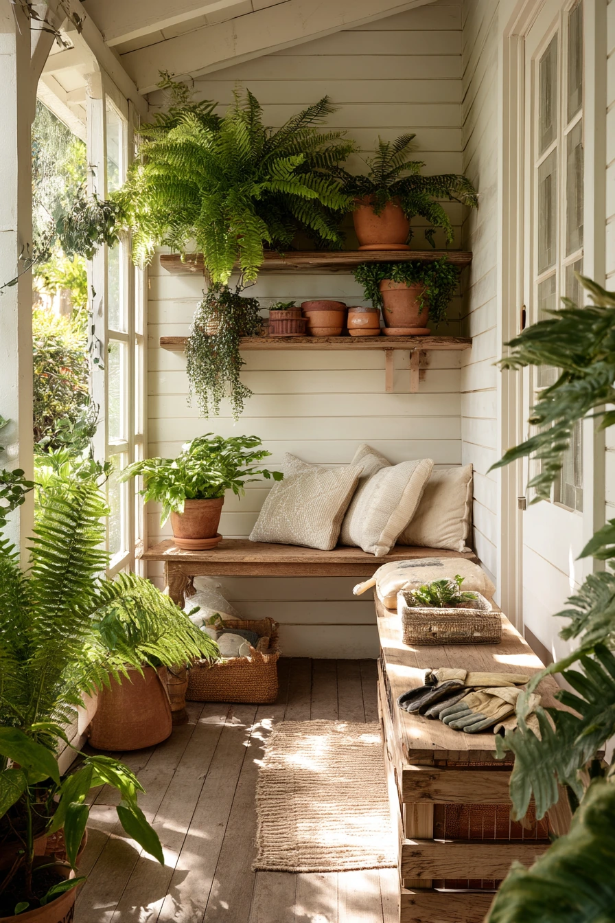 Plant-Lover’s Porch with Green, Layered Texture