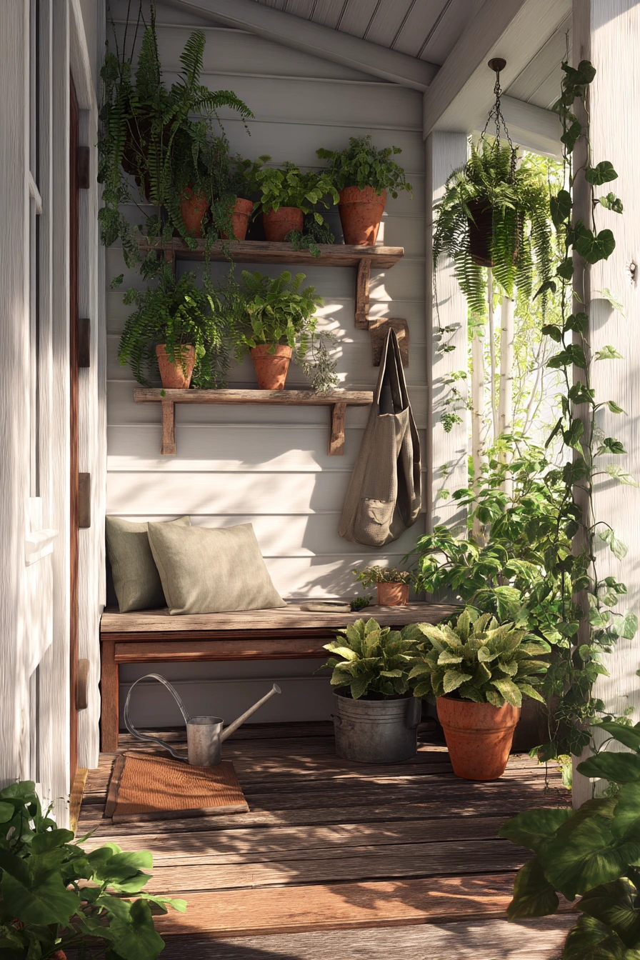 Plant-Lover’s Porch with Green, Layered Texture