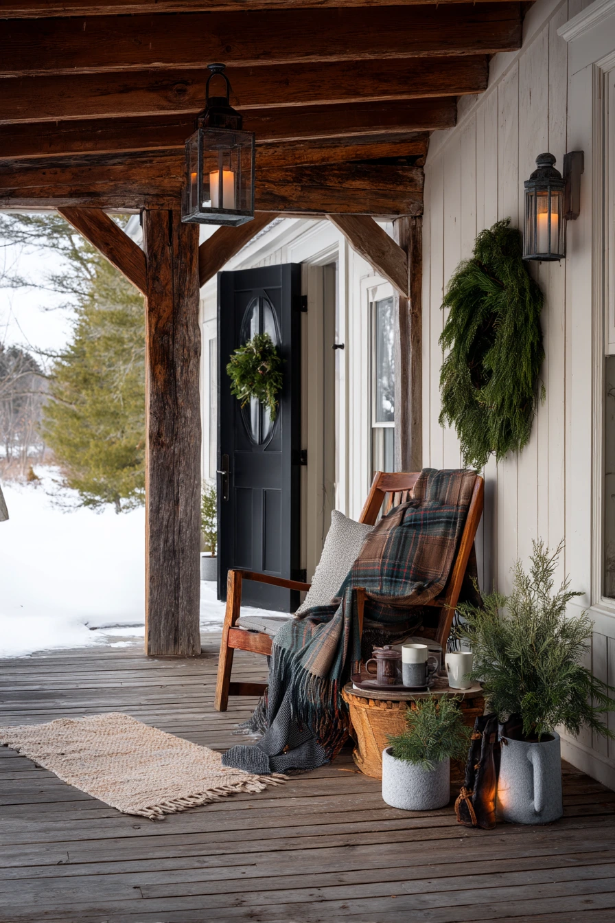 Winter Farmhouse Porch with Cozy Layers