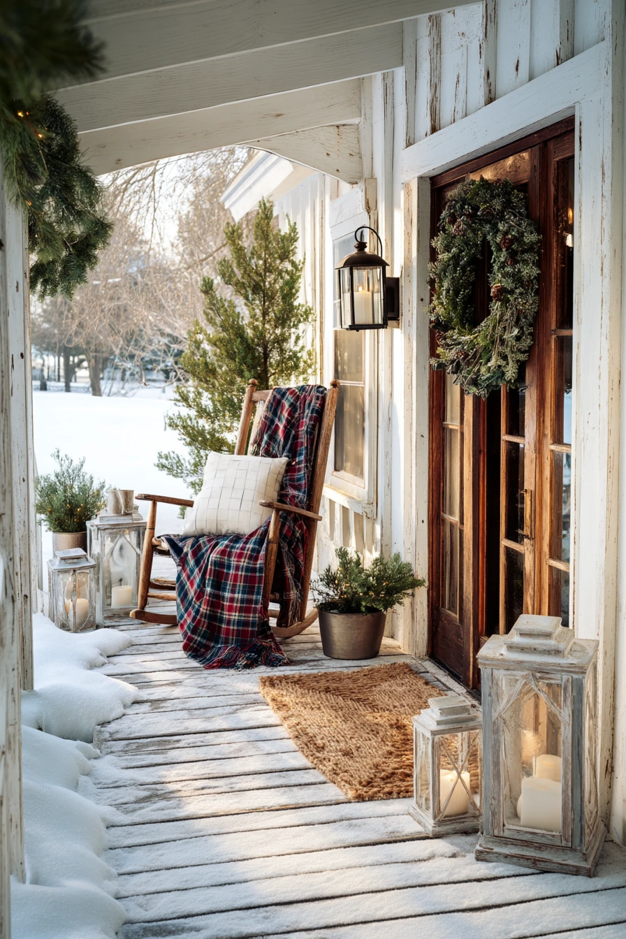 Winter Farmhouse Porch with Cozy Layers