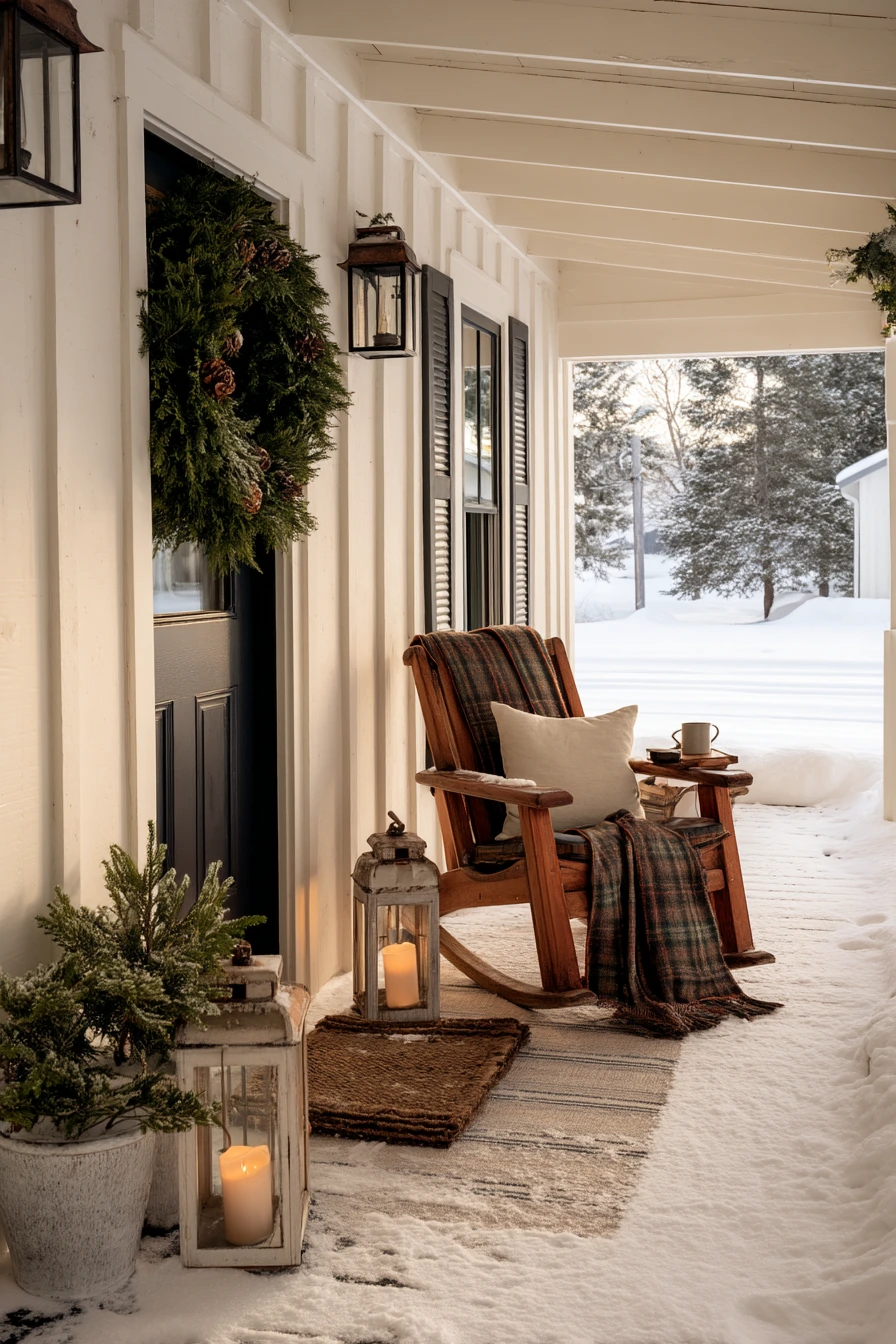 Winter Farmhouse Porch with Cozy Layers