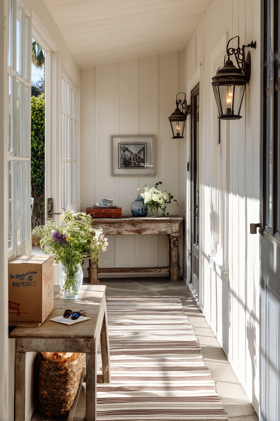 Porch Entry with Delivery Packages and Daily Life