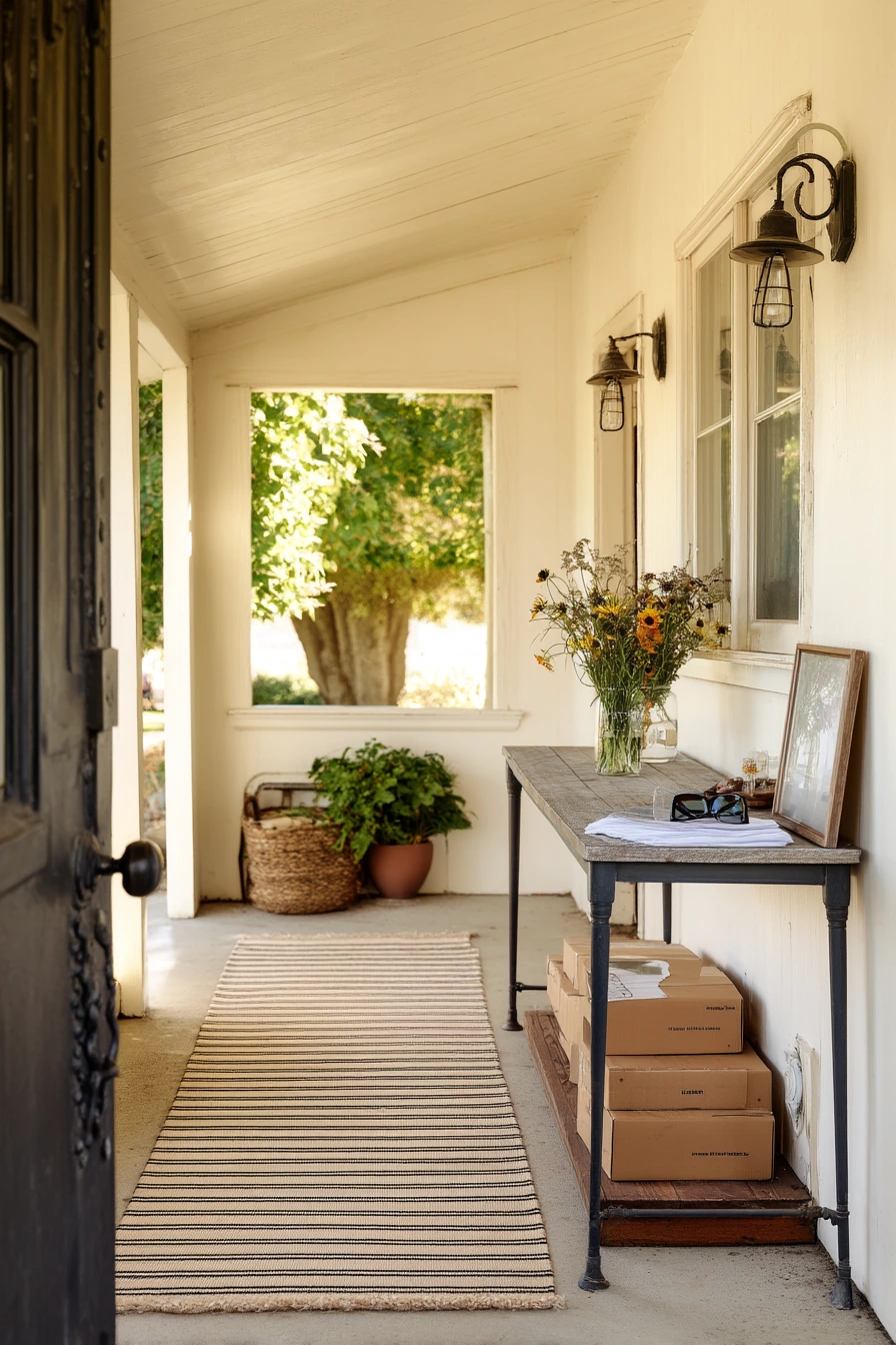 Porch Entry with Delivery Packages and Daily Life