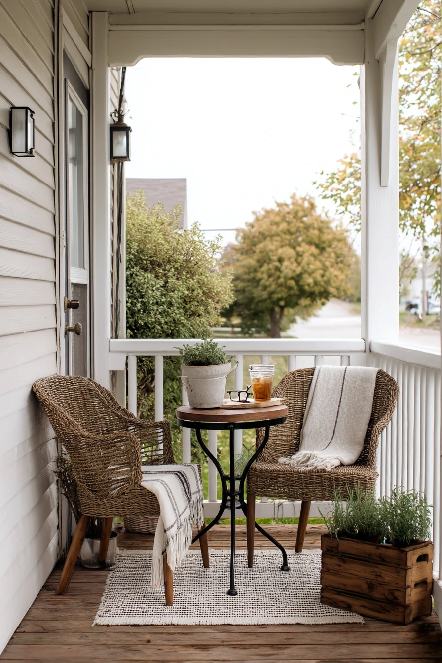 Small Porch Seating Nook for a Narrow Entry