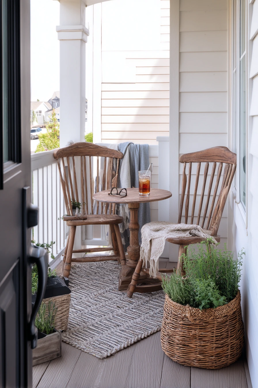 Small Porch Seating Nook for a Narrow Entry
