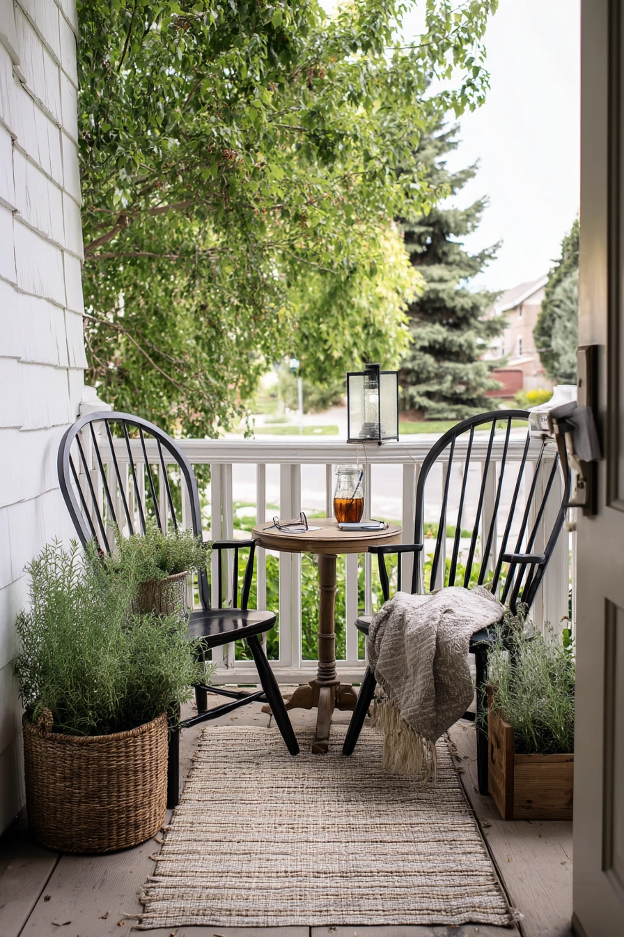 Small Porch Seating Nook for a Narrow Entry