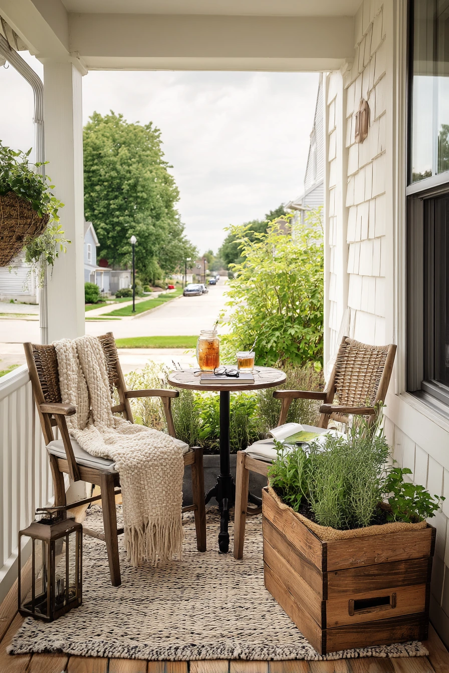 Small Porch Seating Nook for a Narrow Entry