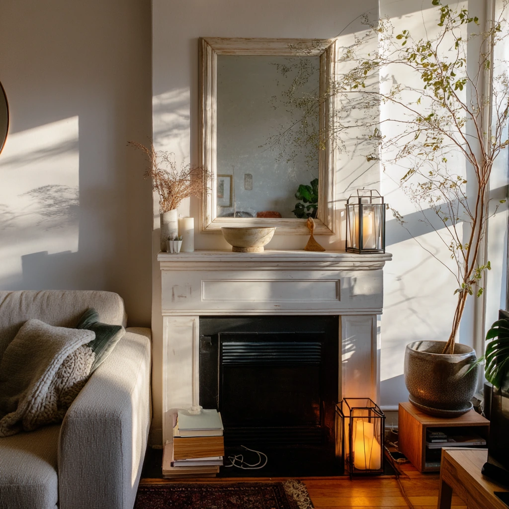Renter-Friendly Faux Fireplace Nook