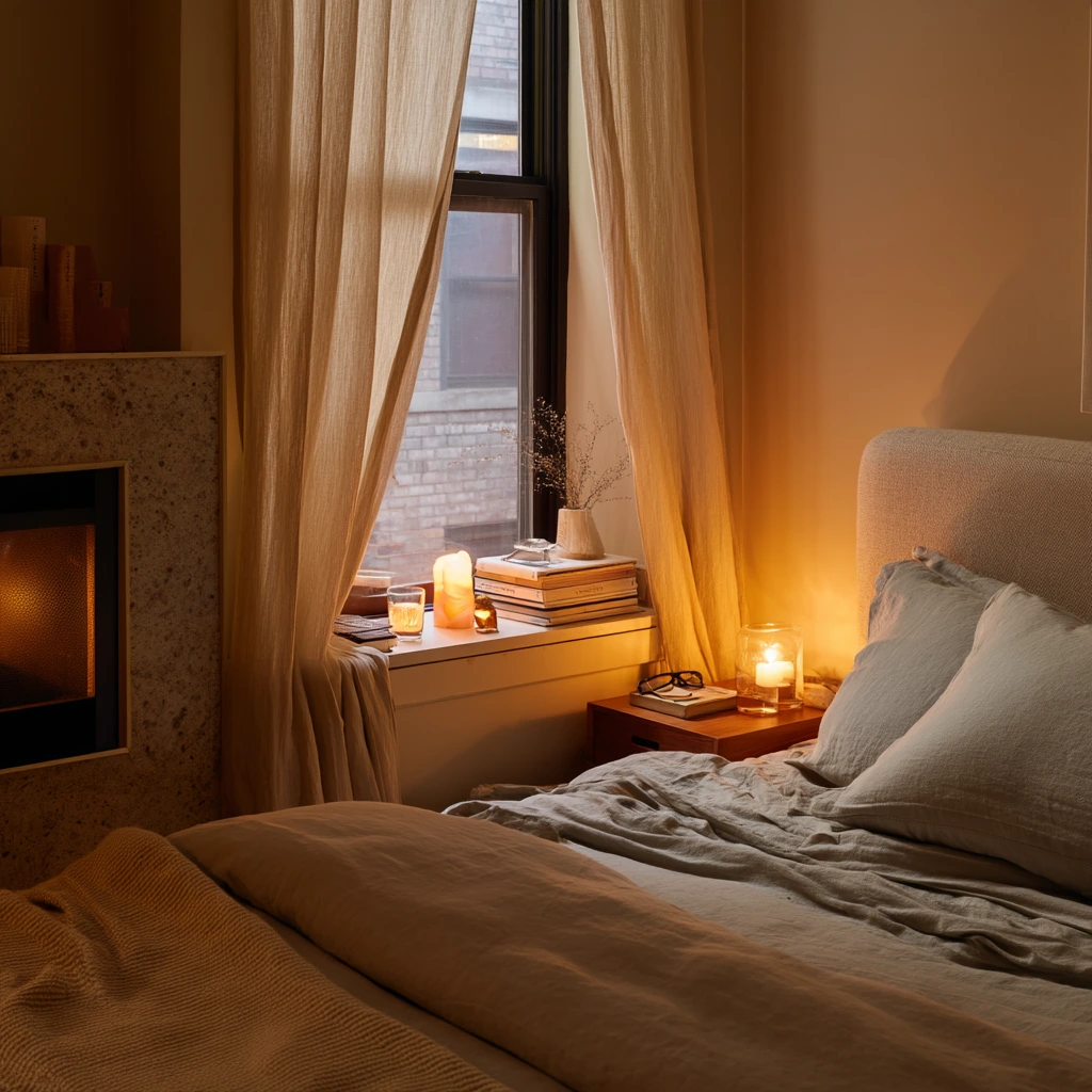 Bedroom Faux Fireplace Retreat