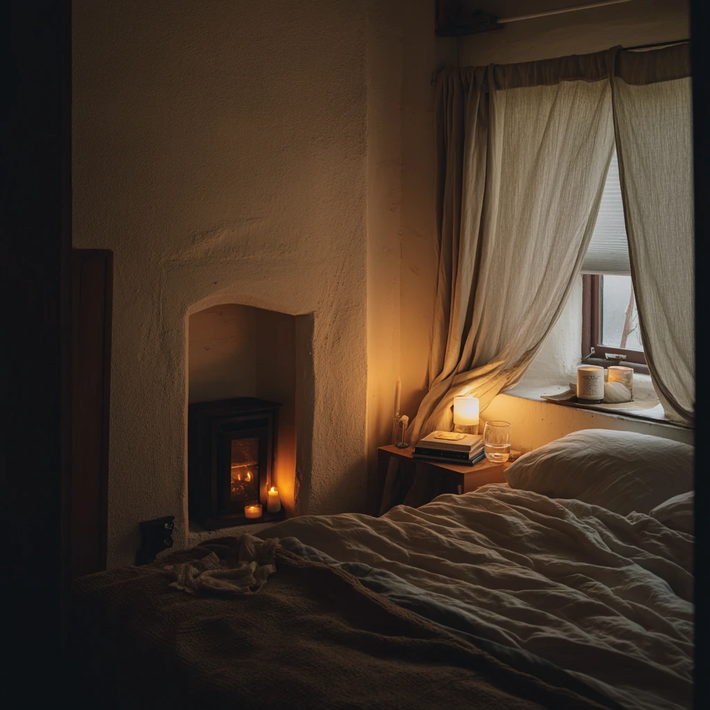 Bedroom Faux Fireplace Retreat