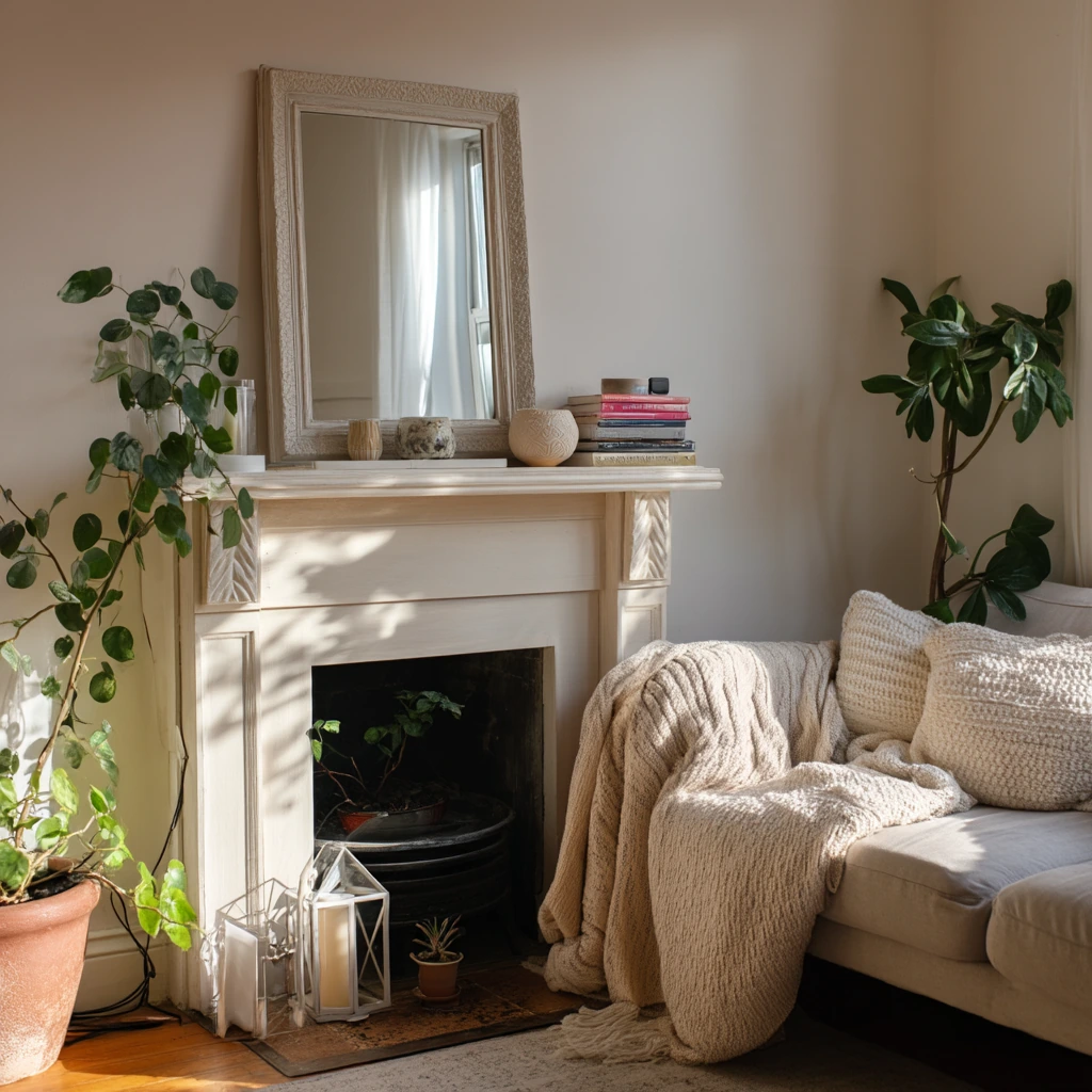 Renter-Friendly Faux Fireplace Nook