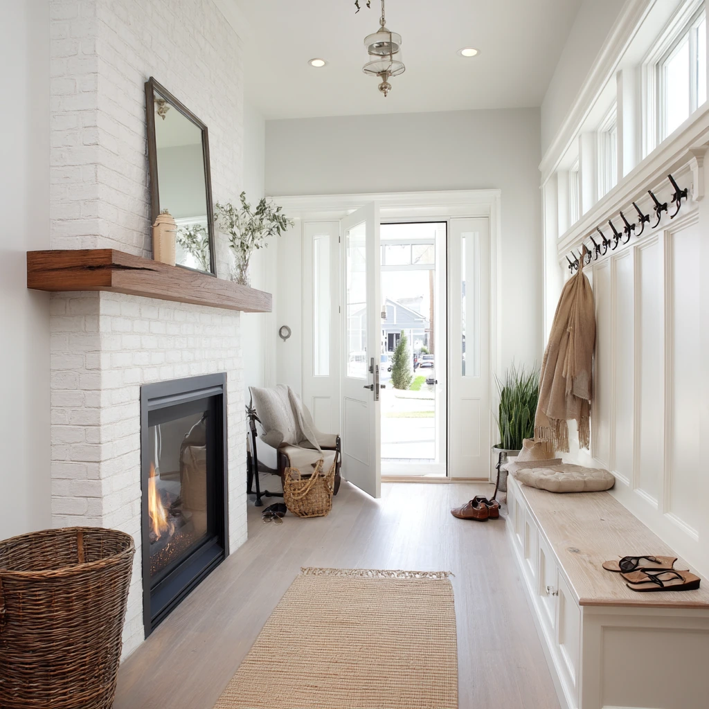 Entryway Fireplace Feature Wall