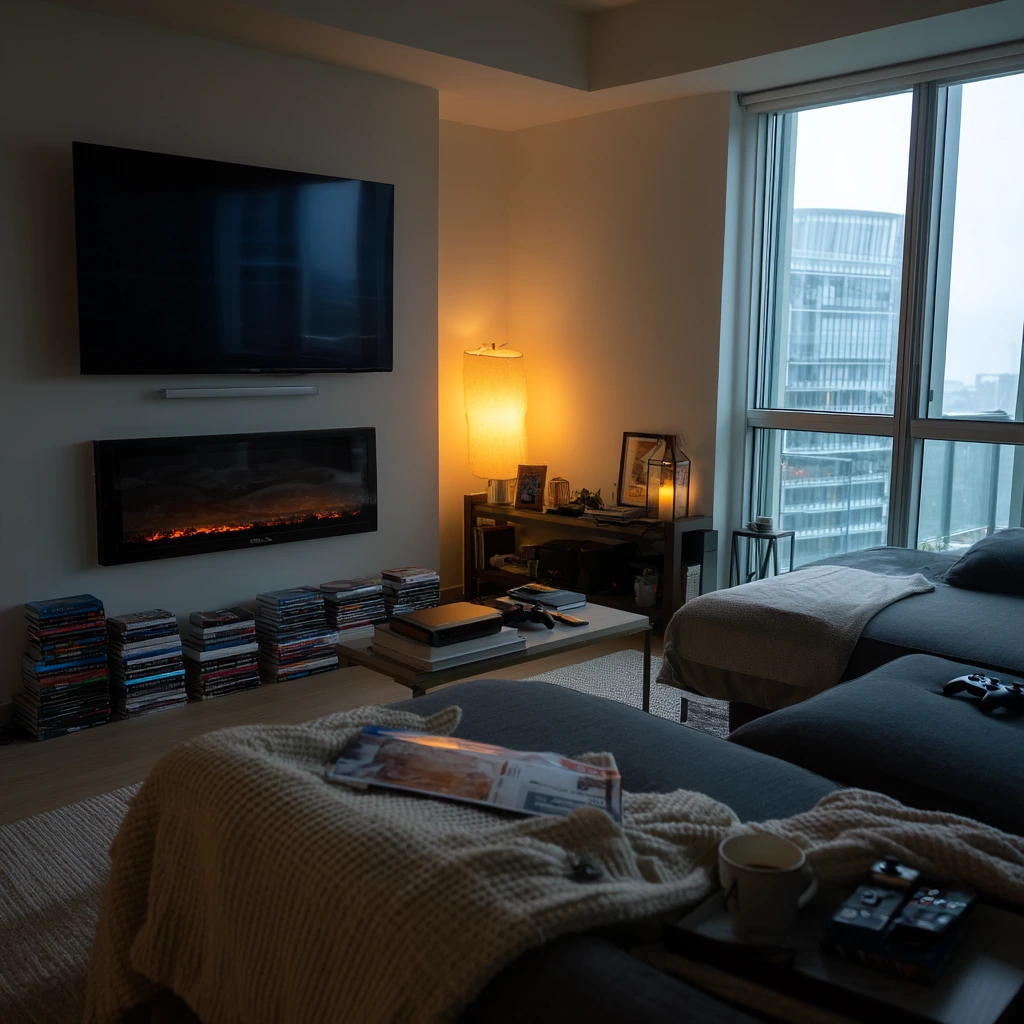 Apartment Fireplace With TV Above